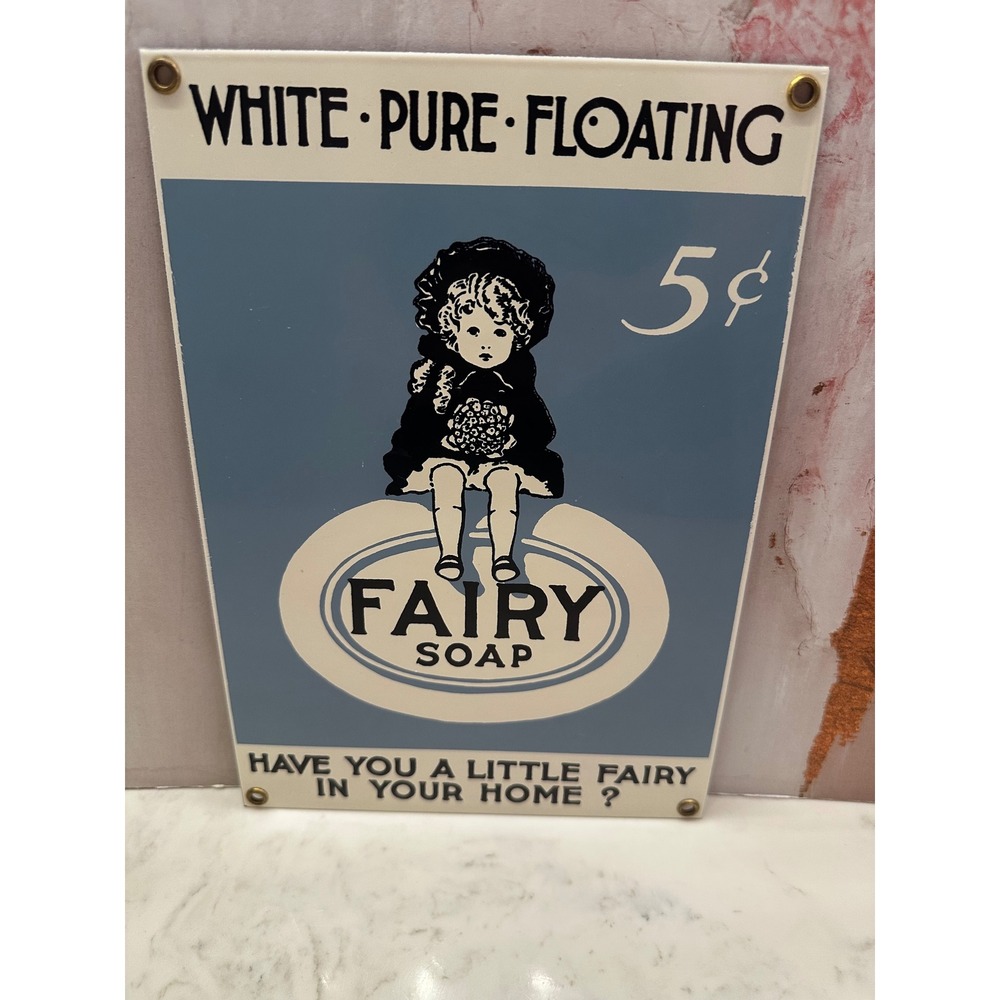 Ande Rooney Fairy Soap Porcelain Enamel Advertising Sign Vintage Repo 9x6